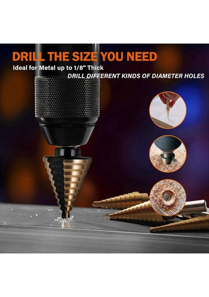 6pc Entegre Basamaklı Matkap Seti Çok Fonksiyonlu Basamaklı Sondaj Düz Groove Yüksek Hızlı Çelik Matkap Yarışı (Yurt Dışından) fiyatları