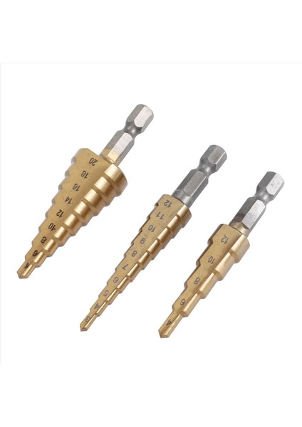 Adım Matkap Bit 3 Pcs Hss Adım Matkap Bit Seti Koni Delik Kesici Konik Metrik Nitriding Hex Çekirdek Matkap Bitleri Altın (Yurt Dışından) modelleri
