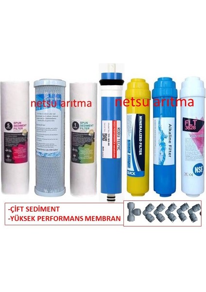 -Life tech,Conax uyumlu Açık Kasa Su Arıtma Cihazı Filtresi,7 li Filtre Seti