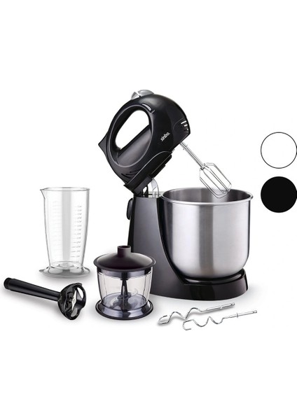 Inox Taslı Mikser - Blender Seti 5 Kademe Hız+Turbo Hamur Yoğurma+ Kase 300W600ML HAZNE700ML Ölçü Kabı SMX-2731