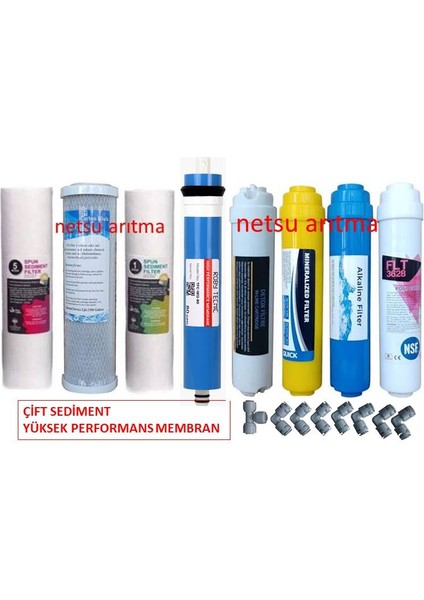 -Açık Kasa Su Arıtma Cihazı Filtresi,8 li Filtre Seti