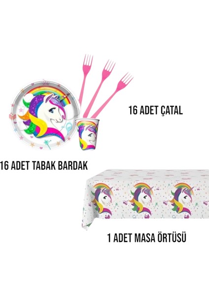 Unicorn Temalı Tek Boynuzlu At 16 Kişilik Doğum Günü Parti Seti - Unicorn Konseptli fiyatları