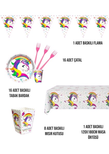 Unicorn Doğum Günü Parti Seti | 1-6 Yaş Arası | Unicorn Temalı Kız Çocuk Parti Süsleri 16 Kişilik fiyatları
