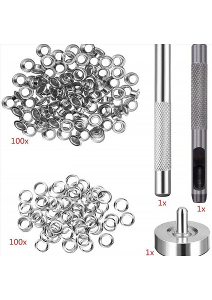 200PCS Metal Eyelets Set 6mm Grommet Halkalar Kiti Dıy Aksesuarları Için Montaj Yumruk Çubuğu Deri El Sanatları Giysileri Onarım (Yurt Dışından) fiyatları