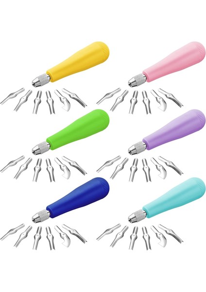 6 Pack Craft Linoleum Kesici Kiti Oyma Araçları Çiftlik Linocut Araçları Blok Baskı Için Blok Kesiciler Çeşitli Renk (Yurt Dışından)