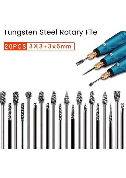 Rock Karbür Burr Seti 1/8in Shank 20PCS Die Öğütücü Alet Metal Ahşap Kaynak Taşlama Bozulması Için Ahşap Oyma Bitleri (Yurt Dışından) modelleri