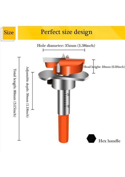 2x Menteşe Jig Matkap Kılavuzu Seti Hex Saplama Ayarlanabilir 35 mm Forstner Bit Gizli Menteşe Sıkıcı Jig Matkap Kılavuzu (Yurt Dışından) modelleri