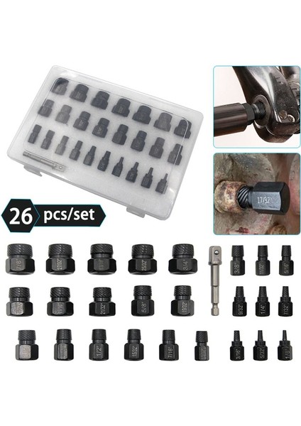 26PCS Vidalı Cıvata Ekstraktörü Matkap Ucu Seti Sökme Vidaları Cıvata Saplama Dişleri Yıkılmış Soyulmuş Kırılma Aletleri (Yurt Dışından) fırsatları