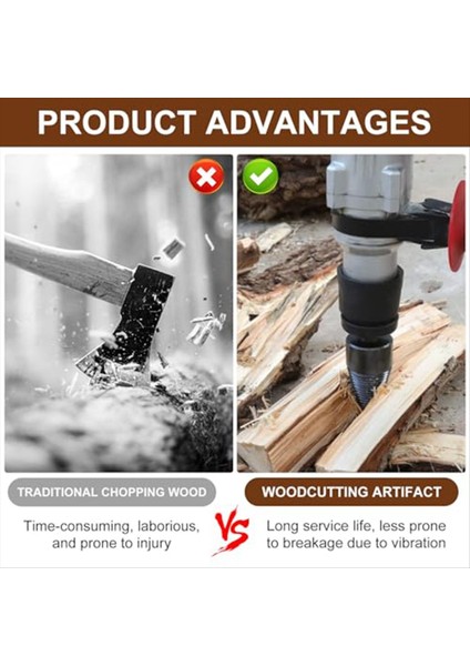 Elektrikli Matkap Için 12 Adet Yakacak Odun Kütük Ayırıcı 9 Saplı Sağlam Hizmetli Elektrik Matkapları Vidalı (Yurt Dışından) fiyatları