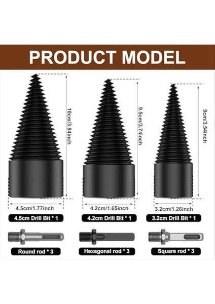 Elektrikli Matkap Için 12 Adet Yakacak Odun Kütük Ayırıcı 9 Saplı Sağlam Hizmetli Elektrik Matkapları Vidalı (Yurt Dışından) modelleri