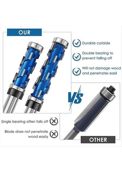 2pc Floş Trim Yönlendirici Bit Seti 1/2inch Shank Çift Yatak Spiral Kırpma Aracı Ahşap Freze Kesici Aracı Ahşap Için (Yurt Dışından) modelleri