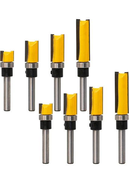 8pcs Floş Trim Yönlendirici Bitleri Üst Yatak Yönlendirici Biti 1/4 Inç Şaft Düz Desen Şablon Yönü Yönlendirici Bit (Yurt Dışından)