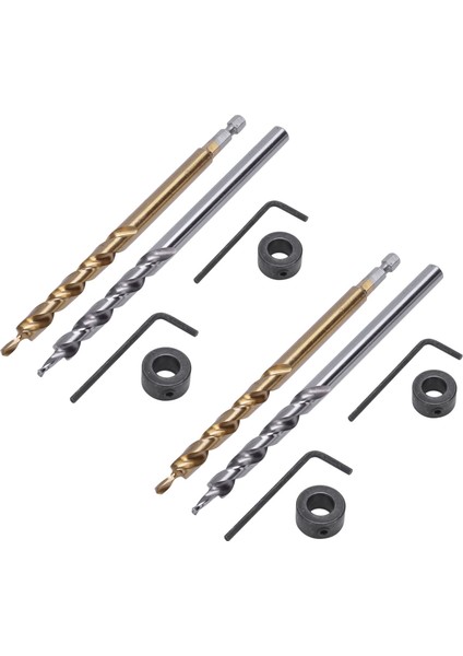 4pcs 1/4 Inç Hex Shank Cep Deliği Matkap Bit + 3/8 (9 5mm) Yedek Twist Adım Matkap Bit Derinlik Durdur Yakası (Yurt Dışından)