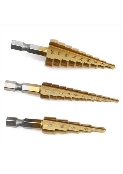 6 Pcs Yüksek Hızlı Çelik Adım Matkap Bit Seti Elektrikli El Alımları Koni Titanyum Kaplamalı Metal Delik Kesici 1/4 Inç Hex Shank Drive (Yurt Dışından) modelleri