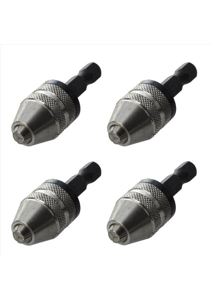 4x Gümüş+Siyah 6mm Anahtarsız Matkap Bit Chuck Hızlı Değişim Adaptör Dönüştürücü Hex Shank (Yurt Dışından)