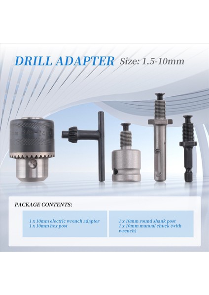 5pcs 1 5-10MM 3/8-24F Matkap Monking Set Matkap Adaptörü Değiştirilen Etki Anahtarı Eleetrik Matkap Matkap Takım Kitleri (Yurt Dışından) fırsatları