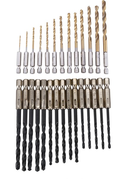 2 Set Yüksek Hızlı Çelik Titanyum Kaplamalı Matkap Bitleri Hex Shank ile Ayar - 1 Set 15 Pc ve 1 Set 13 Pcs (Yurt Dışından)
