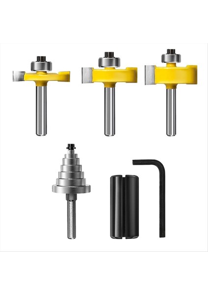 1/4inch Shank Rabbet Yönlendirici Bit Seti 3 Adet Karbür Uçlu Rabbeting Yönlendirici Biti Değiştirilebilir ve Ayarlanabilir Yatak (Yurt Dışından)