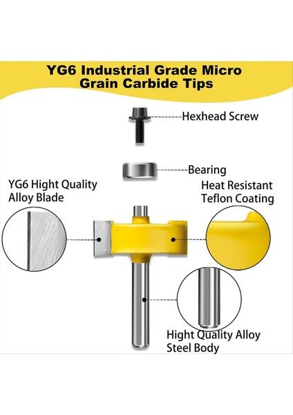 1/4inch Shank Rabbet Yönlendirici Bit Seti 3 Adet Karbür Uçlu Rabbeting Yönlendirici Biti Değiştirilebilir ve Ayarlanabilir Yatak (Yurt Dışından) modelleri