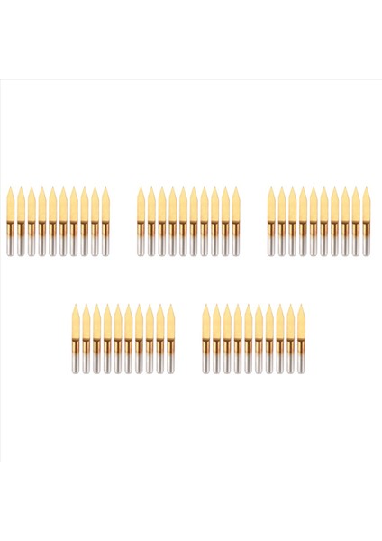50PCS 30 Derece 0 1mm Uç Titanyum Kaplamalı Düz Alt Karbür Pcb Gravür Bitleri V-Fake Cnc Yönlendirici Kesici Kesme Aracı (Yurt Dışından)