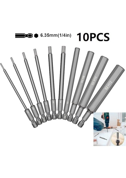 10 Adet 50 mm Hex Anahtar Matkap Bit Metric H1 5-H12 Elektrikli Altıgen Tornavida Anahtarı Soketi (Yurt Dışından) modelleri