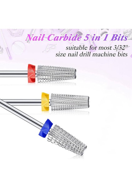 3 Adet Tırnak Karbür 5 In 1 Bit Çok Fonksiyonlu Konik Şekillendirilmiş Tırnak Matkabı Karbür Tırnak Matkap Ucu Her Ikisi Için Her Ikisi Için Her Ikisi Için (Yurt Dışından) modelleri