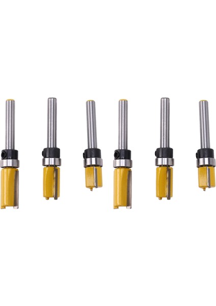 6pcs 1/4 Inç Floş Trim Yönlendirici Bit Desen Bit Üst ve Alt Yatak 1/2 Inç Bıçak Şablonu Kenar Ahşap Düzeltici Kesici (Yurt Dışından)