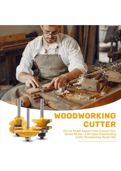 3pc1/4 Shank Yükseltilmiş Panel Dolabı Kapı Yönlendirici Bit Seti - 3 Bit Ogee Ahşap Kesici Ahşap Yönlendirici Bitleri (Yurt Dışından) fırsatları