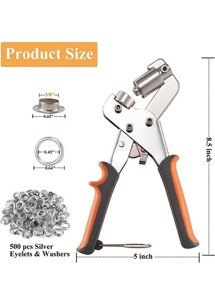 Grommet Tool Kit Şövüş Kiti - Kumbalar Tuval Tarpaulin ve Daha Fazlası Için 500PCS 3/8 Inç Grometler Dahil Grommet Punch Seti (Yurt Dışından) fiyatları