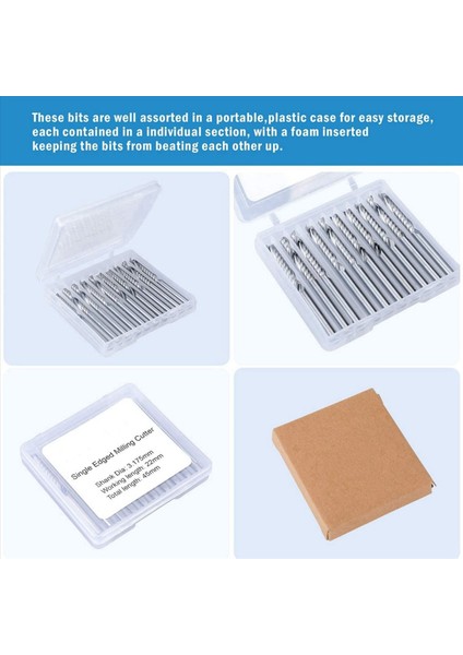 20 Paket Cnc Yönlendirici Bitleri 1/8 Inç Şeyh Spiral Upcut Yönlendirici Bit Tek Flüt Uç Freze Seti Freze Kesici Tungsten Çelik (Yurt Dışından) indirimleri