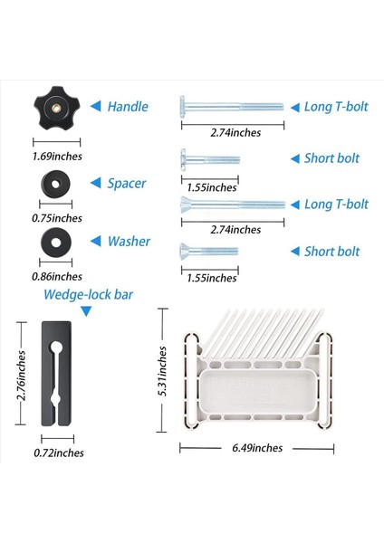2x Yükseltilmiş Tüy Tahtası Güvenlik Cihazı Istiflenebilir Tüy Tahtası Çoğu Standart T-Slotları Masa Testerelerindeki T Rayları Beyaz (Yurt Dışından) fırsatları