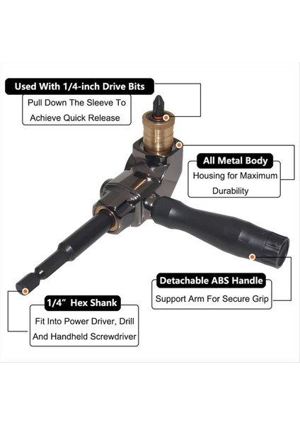 Sağ Açılı Matkap Eki Tüm Metal Gövde 90 Derece Matkap Adaptörü Çıkarılabilir Saplı Matkap Ucu Köşe Adaptörü (Yurt Dışından) modelleri