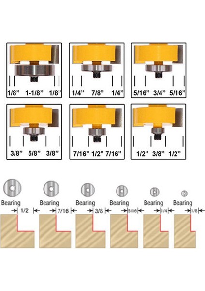 2pcs 1/4 Inç Shank Rabbeting Yönlendirici Bit 12 Rulman Seti (Yurt Dışından) indirimleri