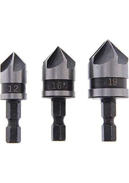 3 Parça 1/4inch Hex 12/16/19MM Counterk Ahşap Metal Hızlı Değişim Biti Seti Bit (Yurt Dışından) fiyatları