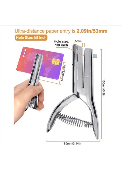 2x Delik Yumruk 1/8 Inç Ağır Hizmet Deli Yumruk Kağıt Kartı Taşınabilir Elde Taşınır 2 Inç Erişim Derinliğinde (3mm) (Yurt Dışından) fırsatları