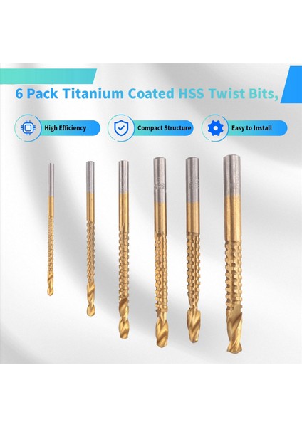 6 Paket Titanyum Kaplamalı Hss Twist Bits 3-8mm Tutuklu Yan Kesim Bitleri Plastik Metal Ahşap Delikler Için Ağaç Işleme Araçları (Yurt Dışından) fırsatları
