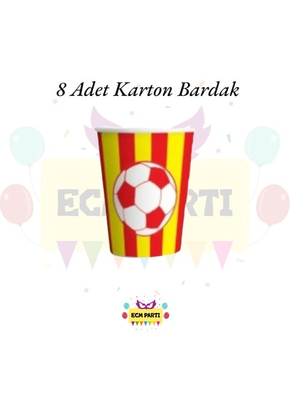 Taraftar Seti Sarı Kırmızı Renkli Karton Bardak 8 Li - Doğum Günü Parti Seti Malzemeleri fiyatları