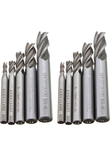 10PCS Düz Şaft Uç Değirmen Kesici 4 Flüt Hss Matkap Bit 4/6/8/10/10/12MM Cnc Freze Aracı Için (Yurt Dışından)