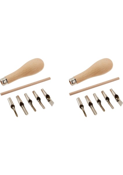 4x Lino Blok Kesme Kauçuk Damga Oyma Araçları 20 Bıçak Ahşap Saplı Baskı Oyma Araçları Seti (Yurt Dışından)