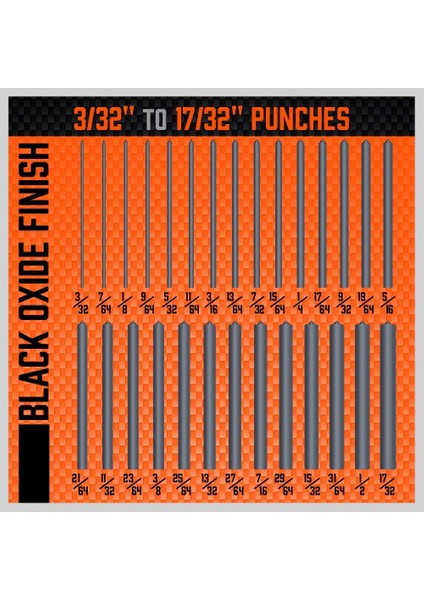 28 Parçalı Transfer Yumruk Seti 3/32 Inç - 1/2 Inç Isıya Göre Alaşımlı Çelik Dövme (Yurt Dışından) modelleri