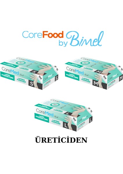 Lateks Pudrasız Muayene Eldiveni S-3 Paket 100'LÜ modelleri