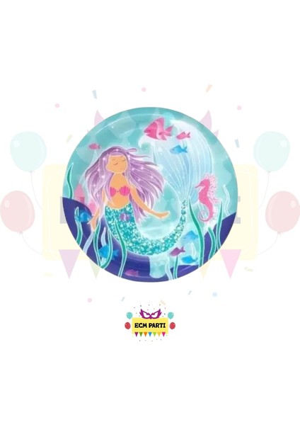 Deniz Kızı Temalı Karton Tabak 8 Li - Doğum Günü Parti Seti Malzemeleri fiyatları