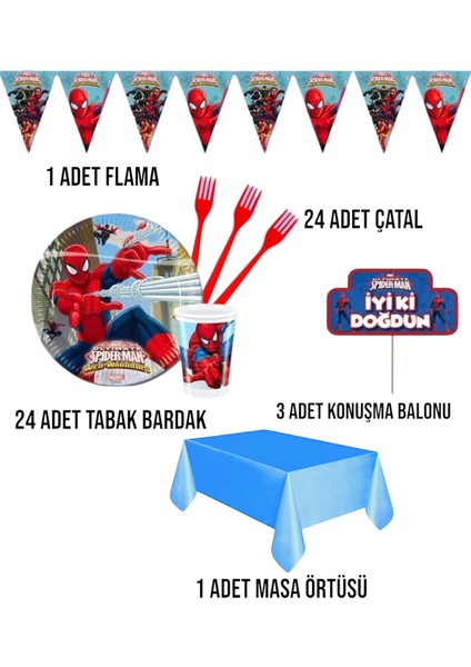 Örümcek Adam Temalı Ekomini Set 24 Kişilik Doğum Günü Parti Malzemeleri fiyatları