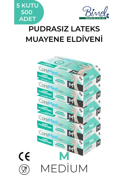 Lateks Pudrasız Muayene Eldiveni M-5 Paket 100'LÜ