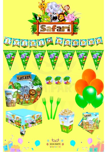 Safari Temalı 32 Kişilik Full Doğum Günü Parti Seti