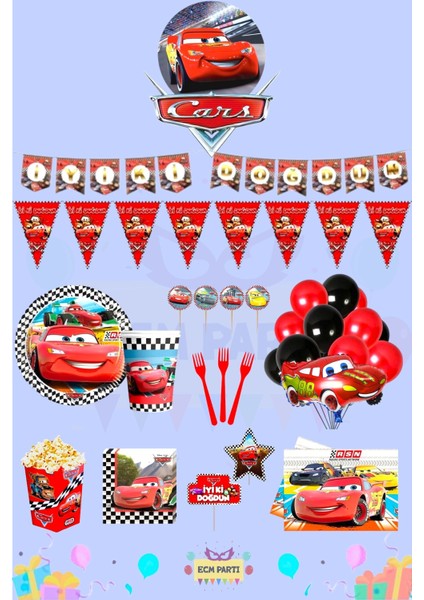 Cars-Arabalar Temalı 8 Kişilik Maxi Doğum Günü Parti Seti