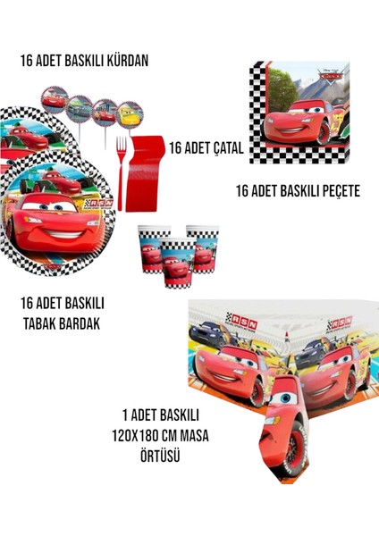 Cars Arabalar Şimşek Mcqueen 16 Kişilik Doğum Günü Parti Seti - Cars Arabalar Şimşek Mcqueen Konsept fiyatları