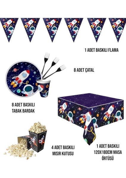 Uzay ve Astronot Temalı Çocuk Doğum Günü Parti Seti-Süsleme Malzemeleri 8 Kişilik fiyatları