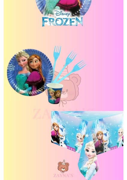 Karlar Ülkesi Temalı Elsa 24 Kişilik Doğum Günü Parti Seti - Karlar Ülkesi Frozen Elsa Konseptli