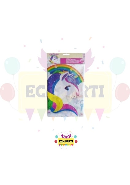 Unicorn Temalı Masa Örtüsü - Doğum Günü Parti Seti Malzemeleri